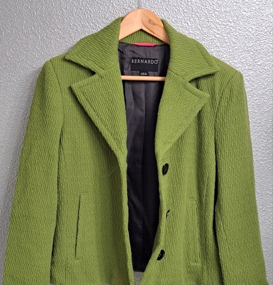 Bernardo Lime Green Wool Blazer/Jacket Size L - Picture 8 of 10
